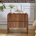 thumbnail image 4 of LEFHDA 2 Drawer Fluted Nightstand, Wood Fluted Bedside Table for Bedroom, Mid-Century Modern End Tables(Walnut), 4 of 10