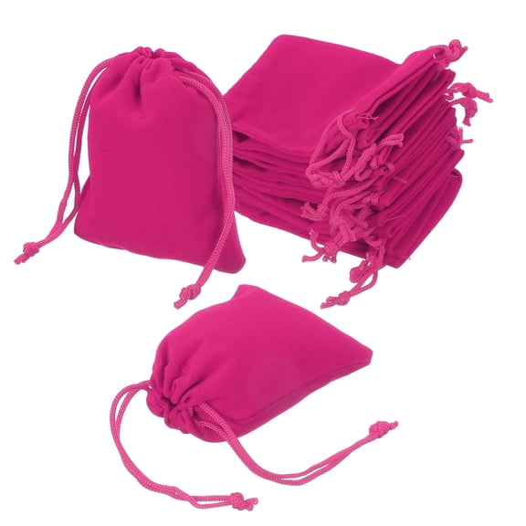 Uxcell 20 Pcs Velvet Drawstring Bag, 2.7 x 3.5 Inch Jewelry Velvet Pouches Gift Bags for Wedding Party Favor Candy Jewelry Packaging Organizing Storage, Rose Red