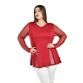 thumbnail image 1 of Blusa con detalle de malla Roman Fashion /Tallas Extras, 229 (Rojo) rojo 40, 1 of 6