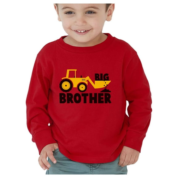 Tstars Big Brother Shirt Tractor Print Long Sleeve T-Shirt for Toddler Boys 5/6 Red