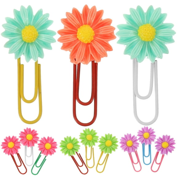 12 Pcs Decorative Floral Paper Clips Small Gold Student Use Office