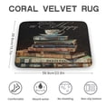 thumbnail image 2 of Book And Tea Print Bathroom Rugs, Soft Microfiber, Retro Style Bath Decor Rugs, 16"x24" Coral Velvet Bathtub Mats,Non Slip Mat for Shower, 2 of 8