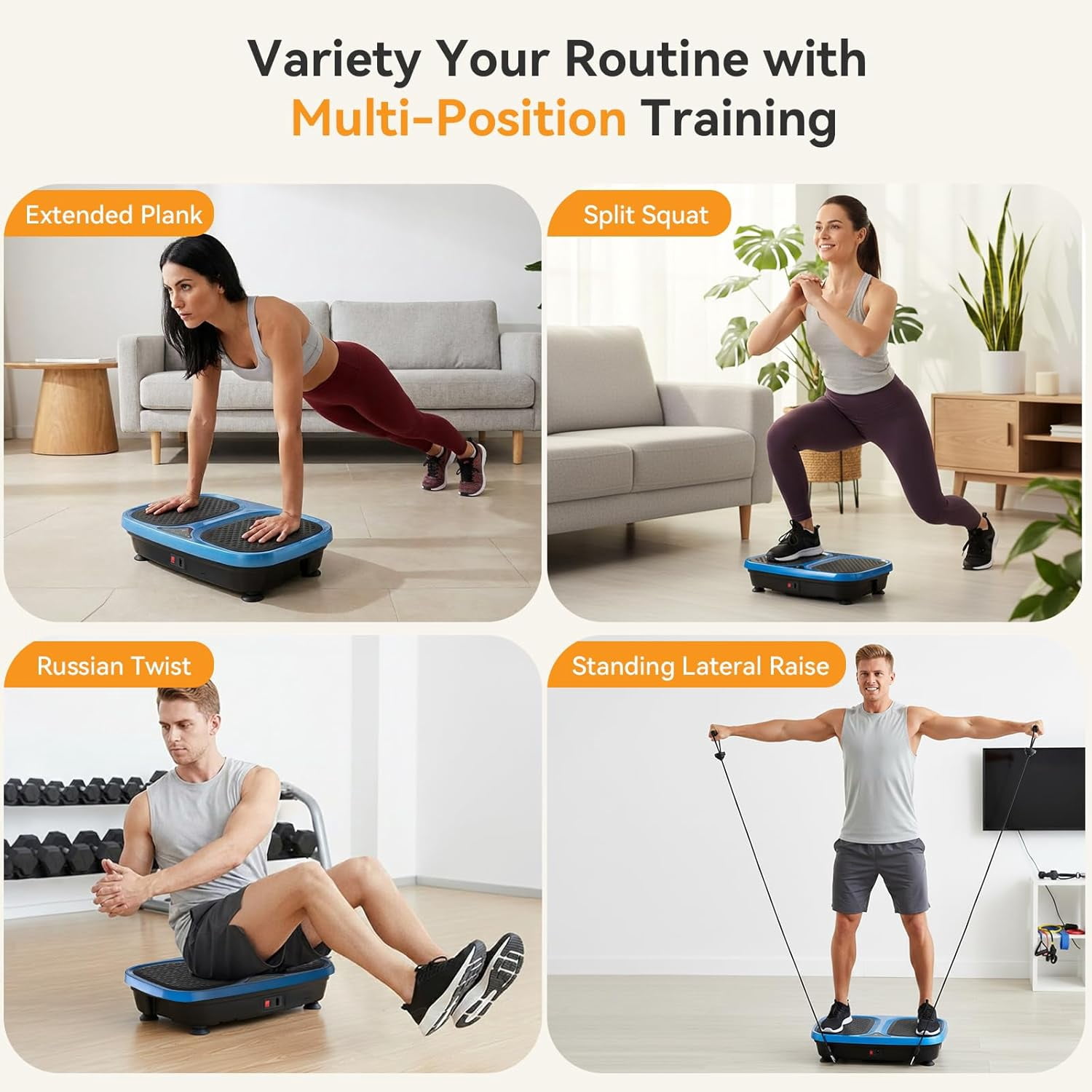 VANECL Vibration Plate Exercise Machine, 120-Level Full Body Workout Vibration Plate for Lymphatic Drainage & Weight Loss, with Remote & LED Touch Screen, 330 lbs Capacity, Men Women Universal, blue