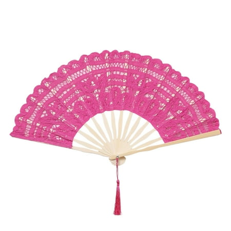 

Lace Folding Handheld Fan Embroidered Bridal Hand Fan with Bamboo Staves for Wedding Decoration Dancing Party ( Red)