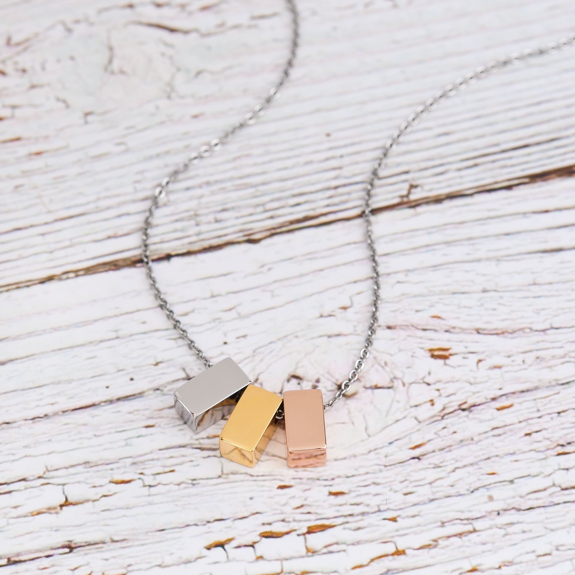 Mother and Daugther Mother's Day Gift, Mother's Day Gift from Daughter, Mother Day Gift Ideas, Necklace and Card Gift for Mom, Gift for Mom, Gift her Her[Multi-Color Triple Cube,Blue-Orange Gradient]