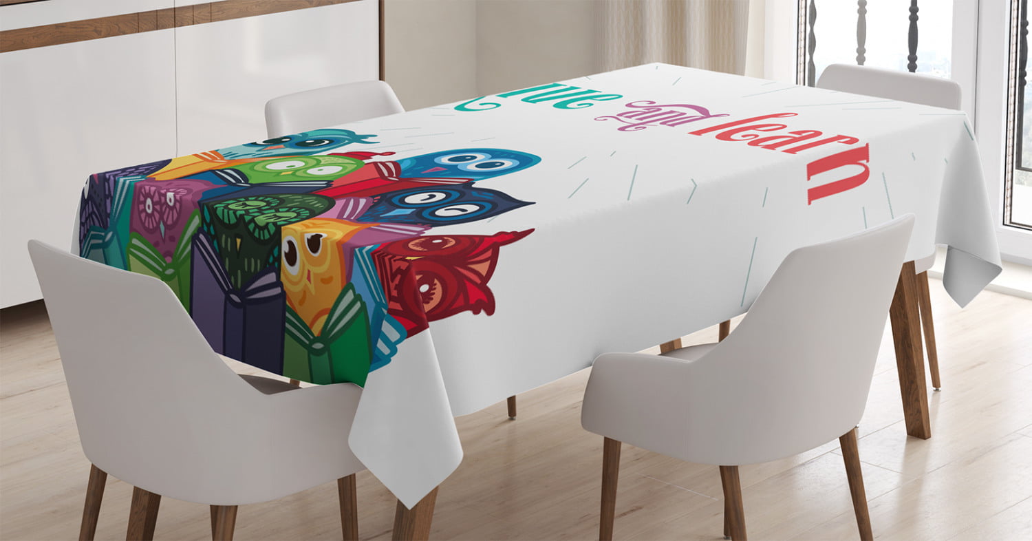 Multicolor Ambesonne Gymnastics Tablecloth 60 X 84 Dining Room Kitchen Rectangular Table Cover Rhythmic Gymnastics Themed Colorful Woman Silhouettes Performing Ribbon Dance