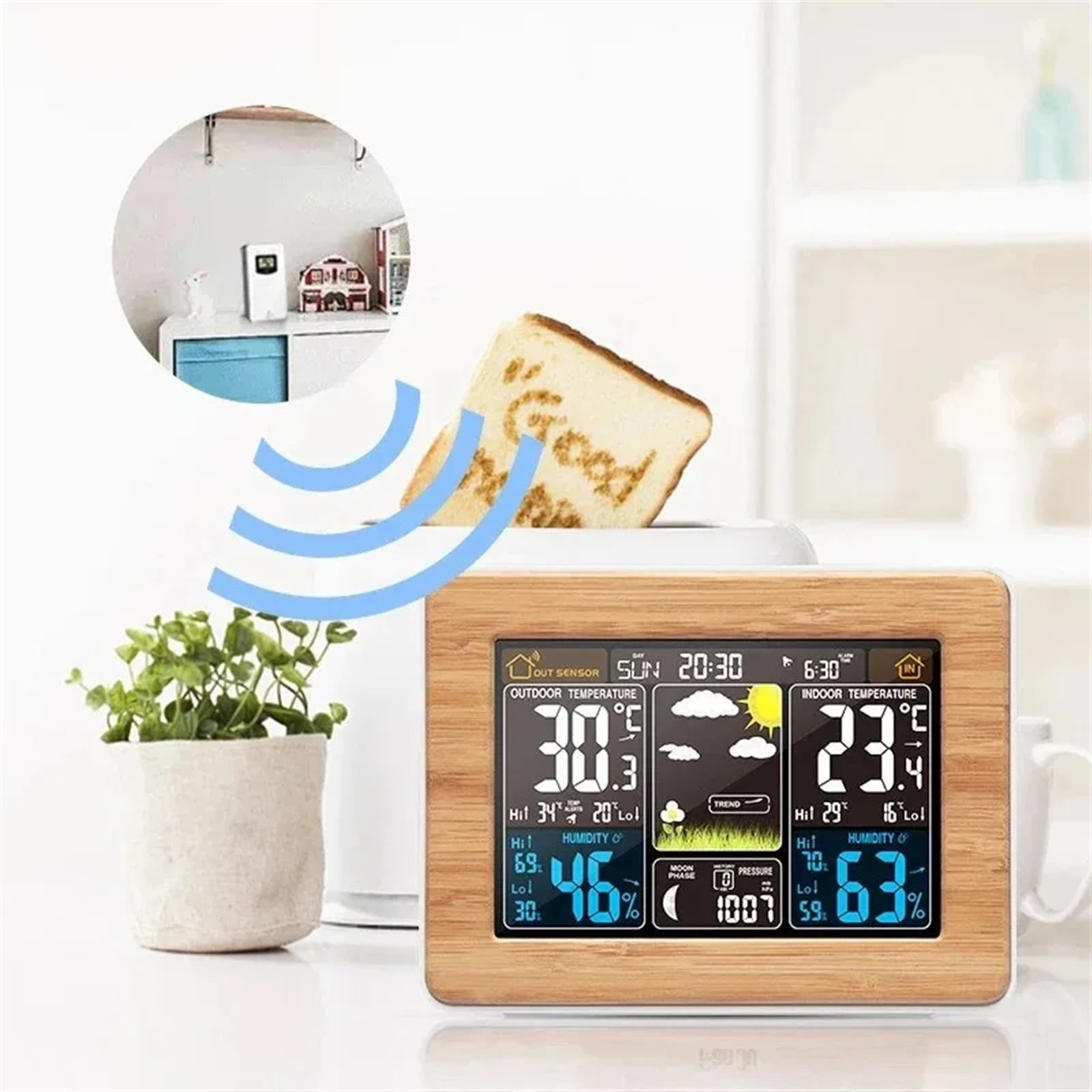 Wireless Weather Station Air Pressure Electronic Forecast Indoor Outdoor Sensor Thermometer Hygrometer Digital Alarm Clock ,Excellent Visual Experience