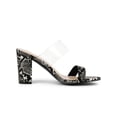 thumbnail image 3 of BLISSFUL STEP Women's Snake Print Snakeskin Block Heels Sandals Black Snakeskin 11, 3 of 8