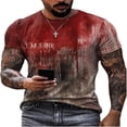 thumbnail image 2 of Camisetas de Manga Corta para Hombre, Impresión de la Carta Casual Blusa de Cuello Redondo, Camiseta de Poliéster Deportiva de Moda, 2 of 3