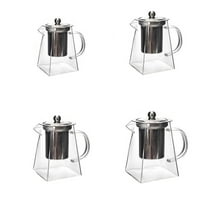 Heat Resistant Teapot TASTAN Square Glass Teapot with Stainless Steel Infuser - Heat-Resistant Anti-Breakage Design, Removable Filter for Loose Leaf Tea, Elegant Modern Kettle for Daily Brewing, A