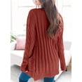thumbnail image 3 of Women's Long Sleeve Cable Knit Cardigan Open Front Button Down Knitwear Sweater Coat, 3 of 4