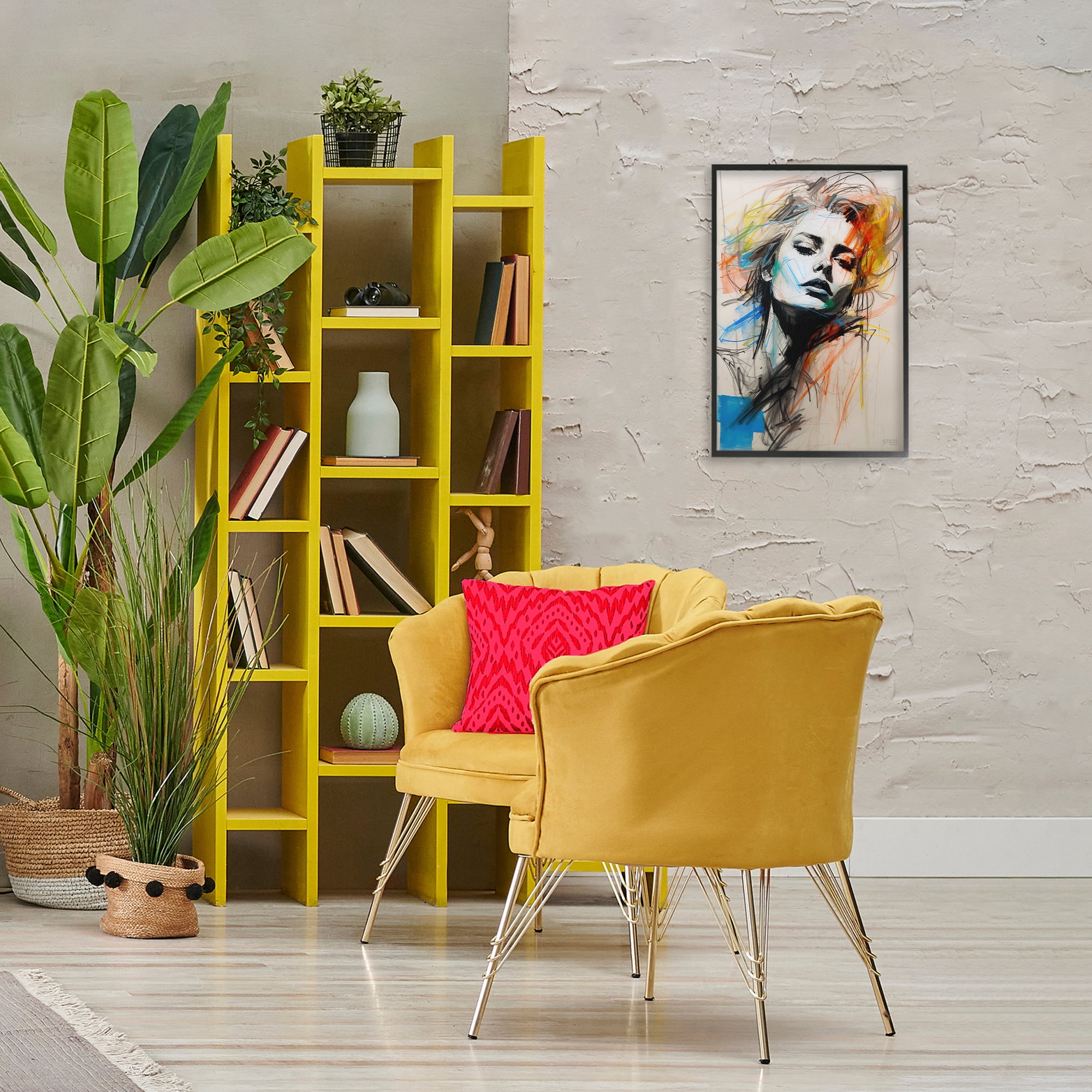 Stupell Industries Chaotic Sketch Portrait Novelty Painting Black Framed Art Print Wall Art, 16 x 24