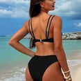 thumbnail image 4 of Swimming Suits for Women, Bathing Suit for Women 2 Piece, Women's 2 Piece Swimsuit Bikini Sets Double Shoulder Straps Solid Color Cute Triangle Bathing Suit Summer Beach Swimwear, Black L, 4 of 5