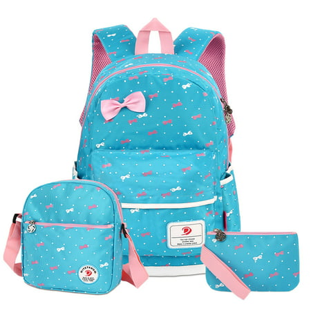 Fitibest Girls School Backpacks for Teen Girls Lightweight Bookbags School Bag Cell Phone Messenger Bags Pencil Case Set of 3 - Light