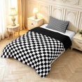 thumbnail image 2 of Manfei Vintage Grid Twin Comforter Sets,Modern Checkered Bedding Set,Black White,Black Reversible,2 Pieces,1 Comforter and 1 Pillowcase,2 Pieces,1 Comforter and 1 Pillowcase, 2 of 7