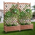 thumbnail image 6 of VEVOR Raised Garden Bed with Trellis 2PCS, 60"x13"x61.4" Outdoor Raised Wood Planter with Drainage Holes, Free-Standing Trellis Planter Box, 6 of 10