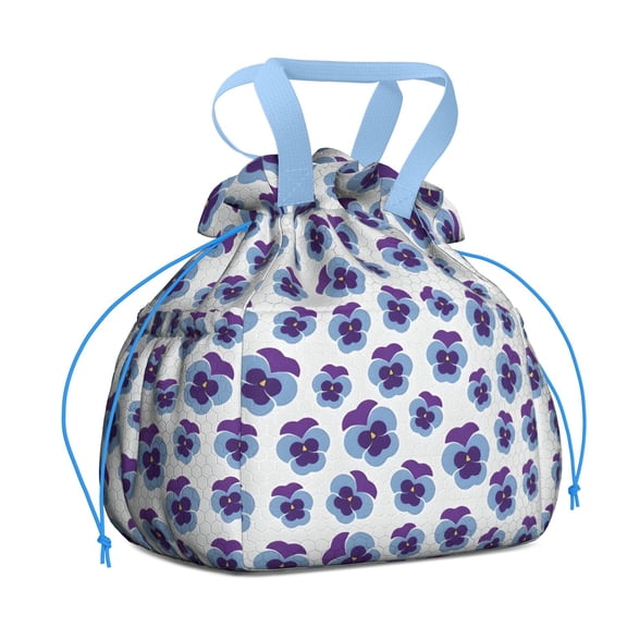 Pioneer Flower Floral Print Pattern Drawstring Lunch Bag Women - Drawstring Lunch Bag Insulated for Work Office - Stain-Resistant Large Lunchbags for Women with Multi-Pockets