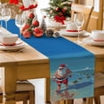 thumbnail image 5 of Burlap Table Runner 90 Inches Long,Christmas Santa Claus Beach Ocean Turtle Non-Slip Kitchen Table Runners for Dining Room Everyday Use Party Table Decorations Blue Oil Painting Style, 5 of 9