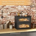 thumbnail image 2 of Double Layer Large Bread Box for Kitchen Counter, Wooden Corner Bread Storage Container with Acrylic Window, Black, 2 of 14
