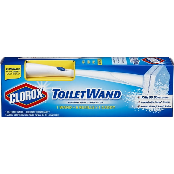 Clorox Toiletwand Disposable Toilet Cleaning Kit, Toilet Brush, Toilet And Bathroom Cleaning System With Storage Caddy And 6 Disinfecting Toiletwand Refill Heads