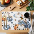 thumbnail image 2 of Fall Pumpkin Placemats Set of 4, Thanksgiving Autumn Daisy Farmhouse Leaves Washable Wipeable Table Mats for Dining Tables, Indoor Outdoor Kitchen Place Mats for Holiday Party Table Decor, 2 of 9