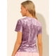 thumbnail image 5 of Día de San Patricio Camiseta Terciopelo Sólida Casual De Manga Corta Con Cuello Redondo Para Mujer Rosa Rosa M, 5 of 6
