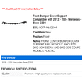 thumbnail image 2 of Front Bumper Cover Support - Compatible with 2012 - 2014 Mercedes-Benz C300 2013, 2 of 2