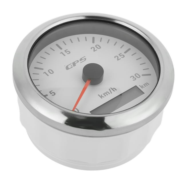 Speed Gauge, 85mm 9-32V Universal 0-30KM/H GPS Speedometer With 7 Color Backlight For Yachts For Cars For Boats White,Black