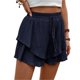 thumbnail image 1 of Pantalones cortos fluidos for mujer, falda pantalón estilo bohemio con volantes y mariposas, cintura alta, tela texturizada, doble capa, Color sólido, informal, 1 of 7