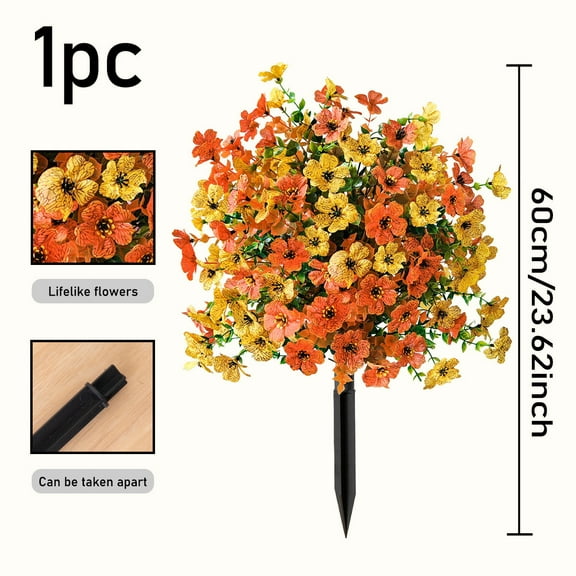 Yooshoverk 12pcs Violet Artificial Flowers UV Resistant Garden Stakes Realistic Ground Insert Decor for Year Round Landscaping Porch Pathway Cemetery Grave Decor Weatherproof Faux Floral Arrangements