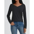 thumbnail image 2 of V Neck T Shirts for Women Lace Long Sleeve Tops Loose Fit Dressy Casual Blouses Fall Winter Basic Trendy, 2 of 6
