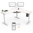 thumbnail image 5 of VersaDesk® Powerlift Electric Corner Desk, L-Shaped standing desk converter for Home & Office | White Frame, Maple Surface (60"x72"), 5 of 7
