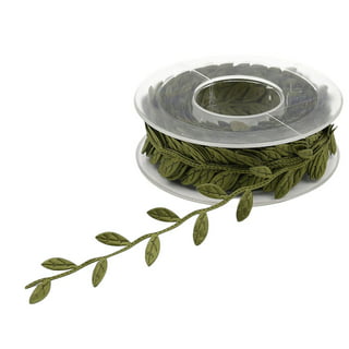 67 ft Satin Olive Leaf Trim Ribbon Artificial Vines Garland Green