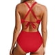 thumbnail image 4 of Trajes de baño de una pieza con corte cruzado en la parte delantera para mujer Traje de baño con control de barriga Tankini Monokini Ropa de playa Fridja  nalpqowj62536, 4 of 5