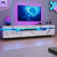 thumbnail image 6 of Uspeedy 70IN White TV Stand for 75/80 inch TV,Modern LED TV Stand for Living Room,High Gloss Entertainment Center with Storage Drawer,APP RGB Light,TV Console,Television Stands(Marbling), 6 of 7