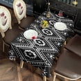 thumbnail image 5 of Black Geometric Striped Pattern Rectangle Tablecloth 60"x120",Waterproof Polyester Rectangle Table Cloth, Wipeable Spillproof Polyester Tablecloth for Dining, Camping, Indoor and Outdoor, 5 of 6