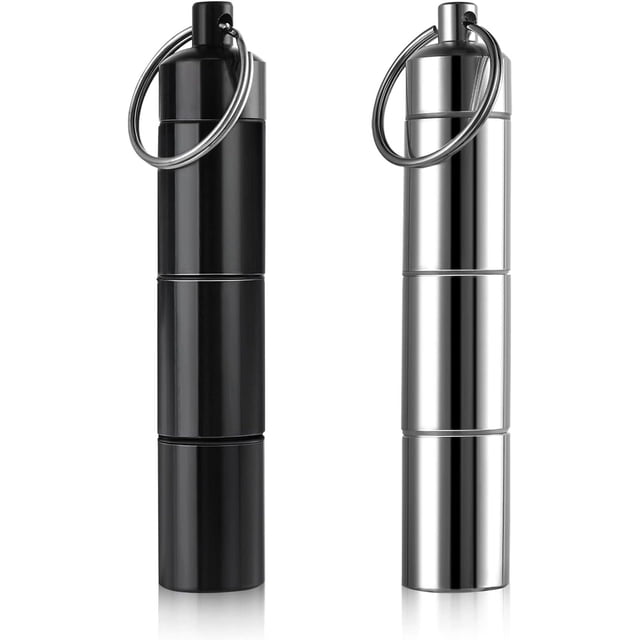 Pastillero portátil de 2 uds, pastillero impermeable, Mini pastillero de aluminio