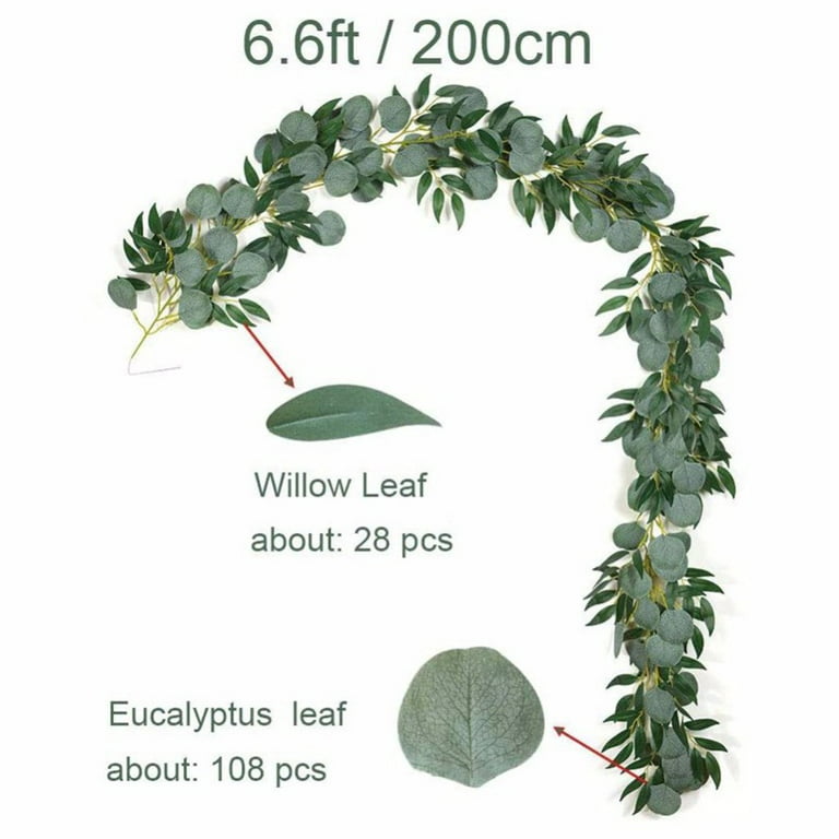 3Pcs 2M Eucalyptus Garland Artificial Ivy Faux Garland Wall Decor DIY  Eucalyptus Greenery Leaves Vines Plant For Wedding Arch