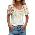 thumbnail image 2 of Fznquz Spring Women's Tops Short Sleeve Floral Shirt Dressy Formal Work Ladies Blouses, 2 of 5