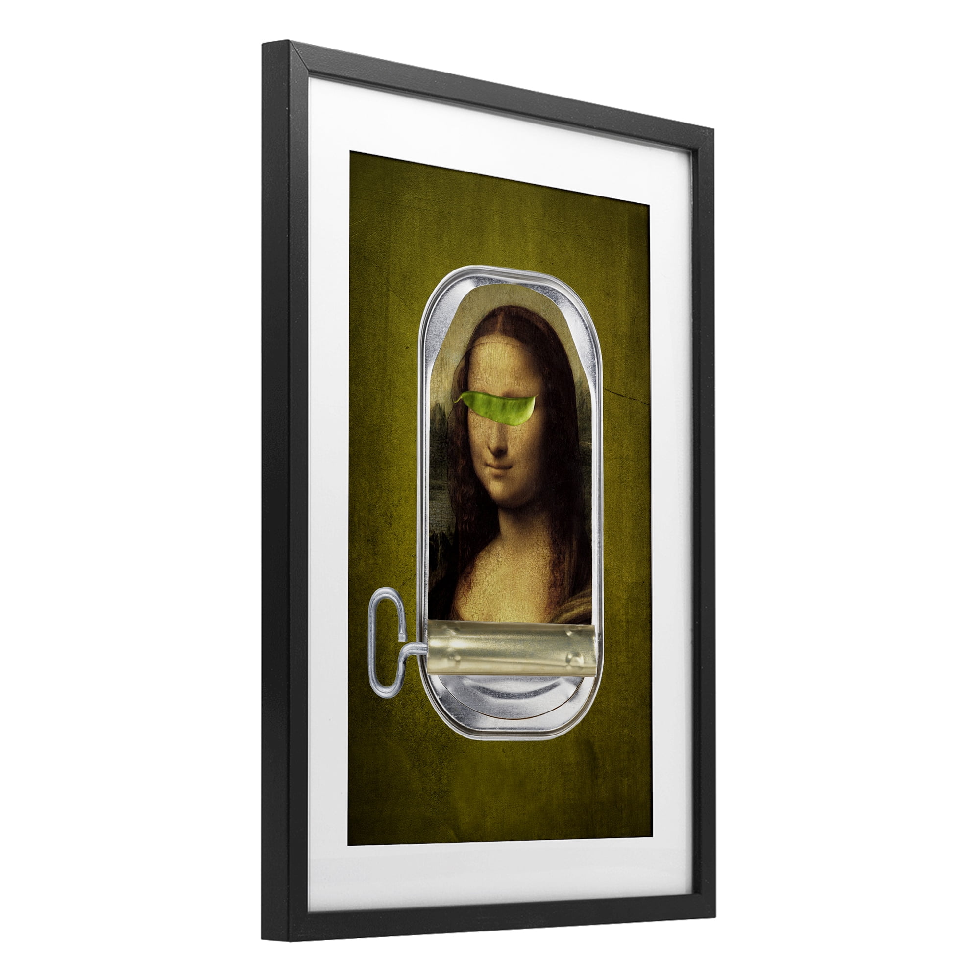 Canned Mona Lisa Black Framed Print Under Glass, design by Elo Marc