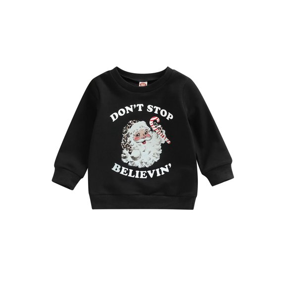 Bagilaanoe Toddler Baby Girl Boy Christmas Sweatshirt Long Sleeve Santa Letter Print Pullover 6M 12M 18M 24M 3T Kids Fall Loose Tee Tops