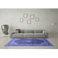 thumbnail image 3 of Ahgly Company Indoor Round Medallion Blue Traditional Area Rugs, 5' Round, 3 of 4