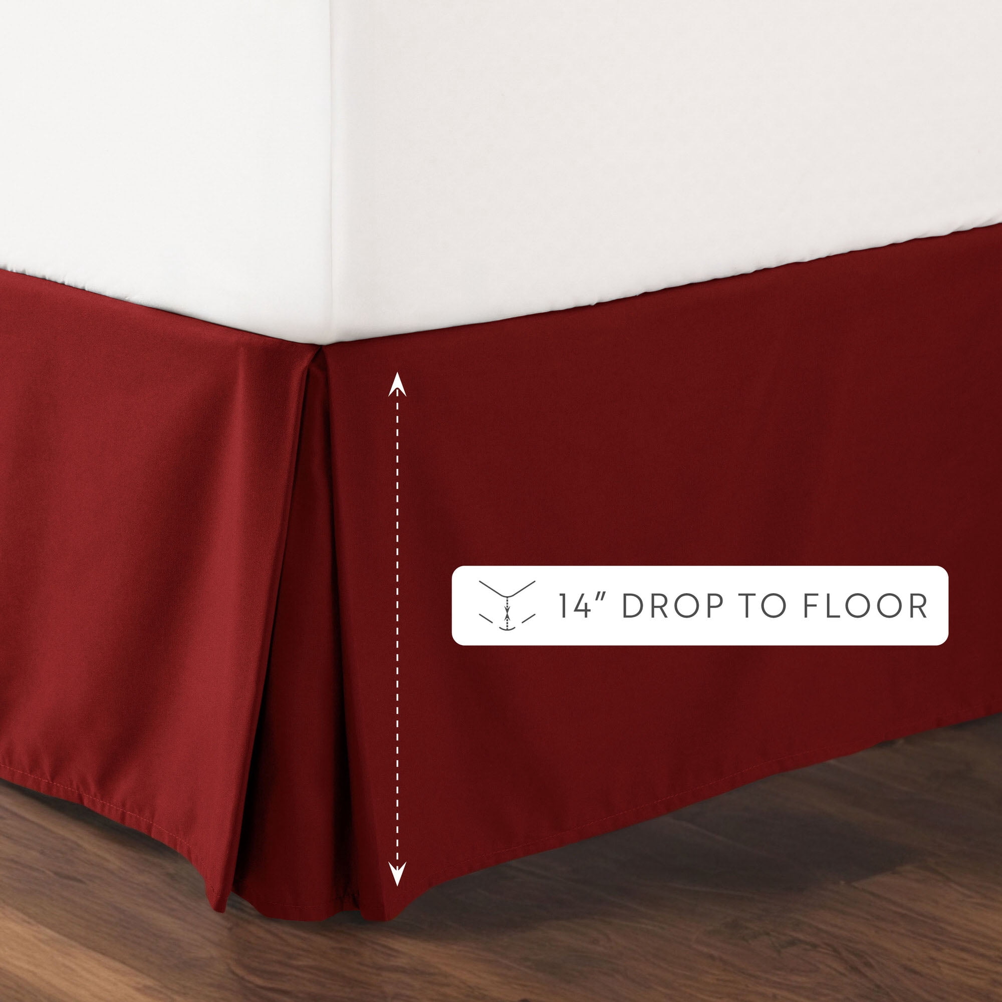 Noble Linens Burgundy Pleated Dust Ruffle Bed Skirt, Full