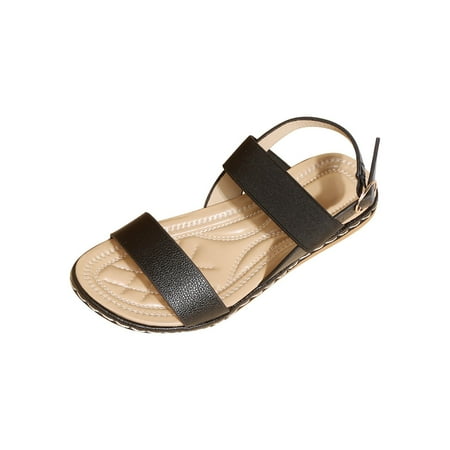 

Women s Solid Color Elastic Band Set Flat Bottom Casual Beach Shoes Sandals Women s Shoes