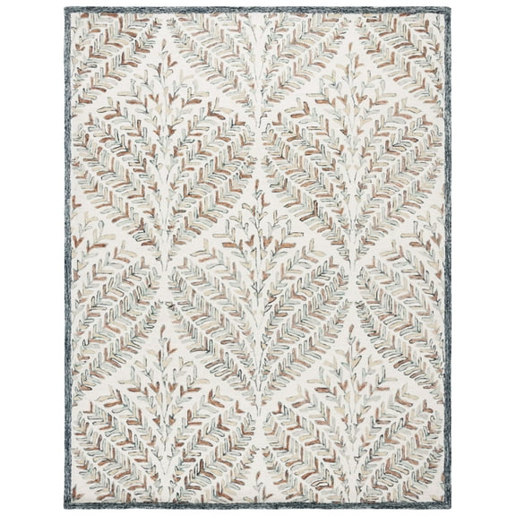 SAFAVIEH Capri Proinsias Leaves Wool Area Rug, Ivory/Green, 10' x 14'