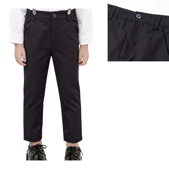Uniform Pants for Boys Dress Pants High Stretchy Straight Pants with Pockets Black School Pants for Boys Back To School Slim Fit 16-17 Years Girl Clothes