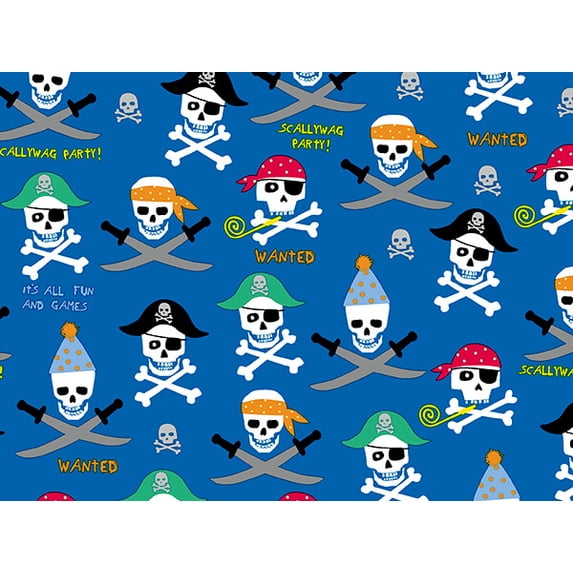 Pack of 1, Pirate Party Embossed Wrapping Paper Roll, 26" x 833' For Party, Holiday & Events