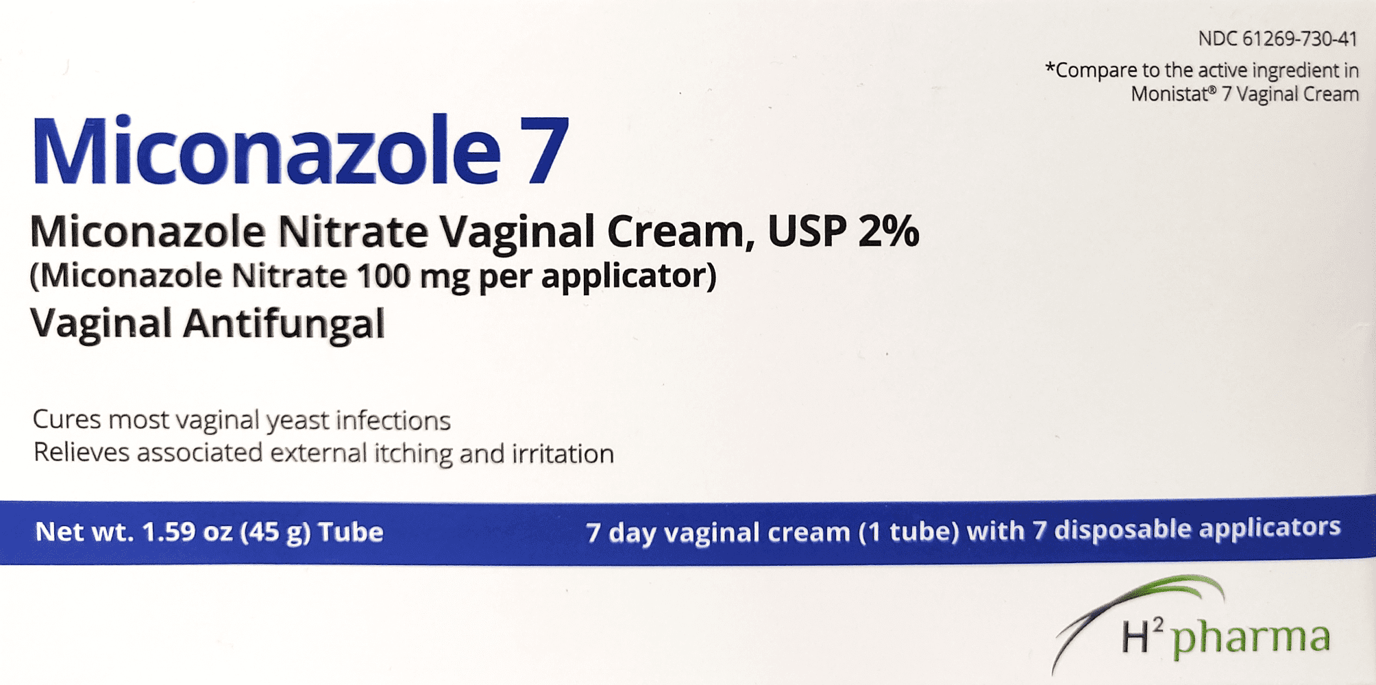 H2 Pharma Miconazole 7 Miconazole Nitrate 2 Vaginal Cream, 1.59 oz