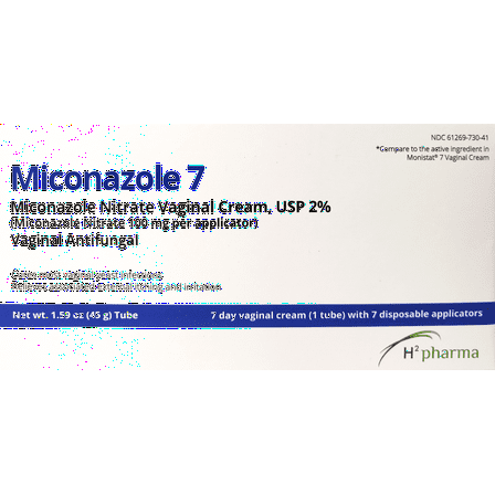 H2 Pharma Miconazole 7 - Miconazole Nitrate 2% Vaginal Cream, 1.59 oz Tube - Antifungal for Yeast Infection, Relieves Itching