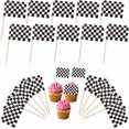 thumbnail image 1 of Paquete de 100 palillos de dientes Wosthever con bandera de carreras a cuadros para fiestas, 1 of 6